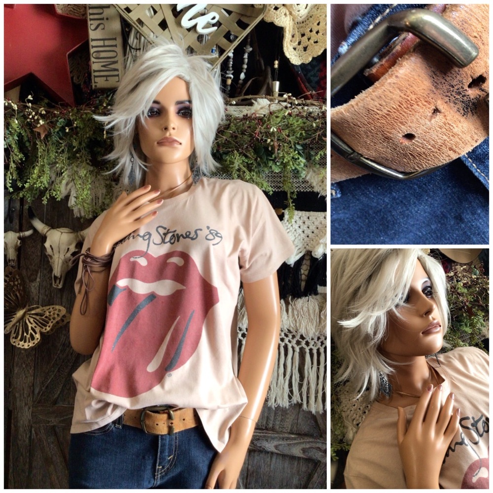 Vintage Rolling Stones 89 Manilla Creme Short Sleeve Tee Shirt